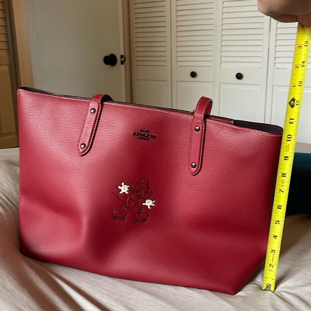 Authentic Coach Mickey Mouse skating bag purse deep red leather